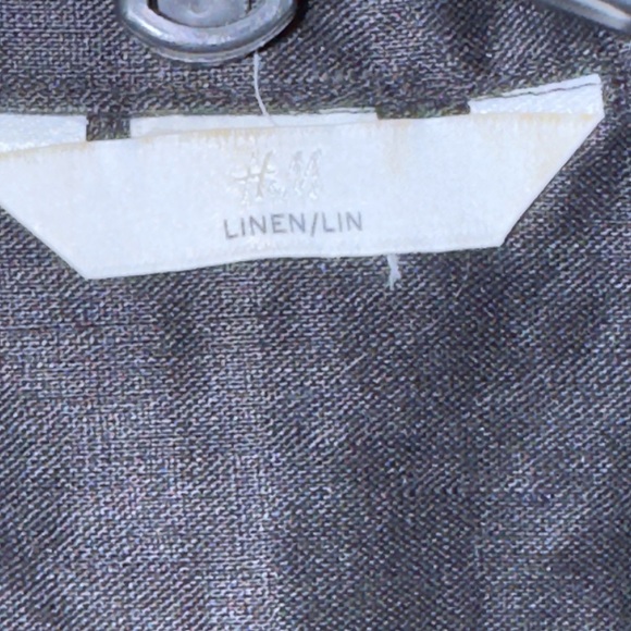 H&M Linen Black Crop Boxy Short Sleeve Shirt Sz XL Vacation Beach - Picture 9 of 13